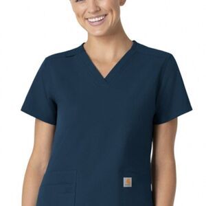 Carhartt Women's Modern Fit Tuck in Medical Scrubs Top Shirt Navy Blue SZ XL NWT